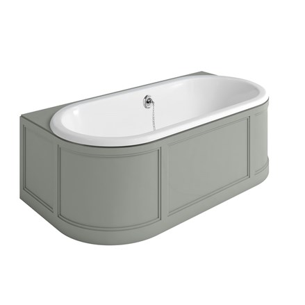 London Back To Wall Bath with Curved Surround Dark Olive
