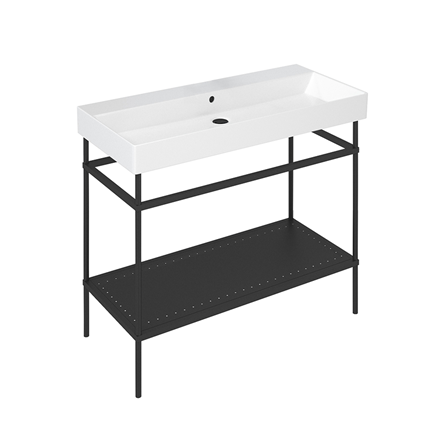 Shoreditch Frame 1000mm Furniture Stand and Basin-Matt Black with 0 tap holes 