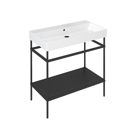 Shoreditch Frame 850mm Furniture Stand and Basin-Matt Black with 0 tap holes