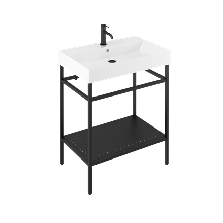 Shoreditch Frame 700mm Furniture Stand and Basin-Matt Black with 1 tap hole 