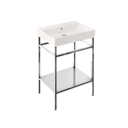 Shoreditch Frame 600mm Furniture Stand and Basin-Polished Stainless Steel with 0 tap holes 