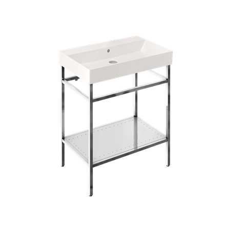 Shoreditch Frame 700mm Furniture Stand and Basin-Polished Stainless Steel with 0 tap holes