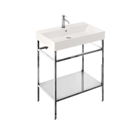 Shoreditch Frame 700mm Furniture Stand and Basin-Polished Stainless Steel with 1 tap hole 