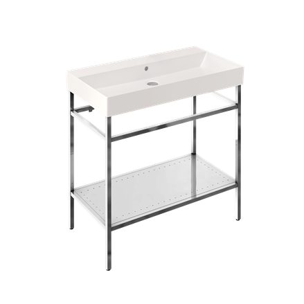 Shoreditch Frame 850mm Furniture Stand and Basin-Polished Stainless Steel with 0 tap holes 