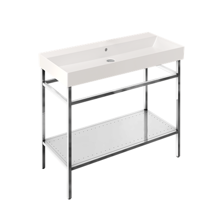 Shoreditch Frame 1000mm Furniture Stand and Basin-Polished Stainless Steel with 0 tap holes