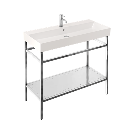 Shoreditch Frame 1000mm Furniture Stand and Basin-Polished Stainless Steel