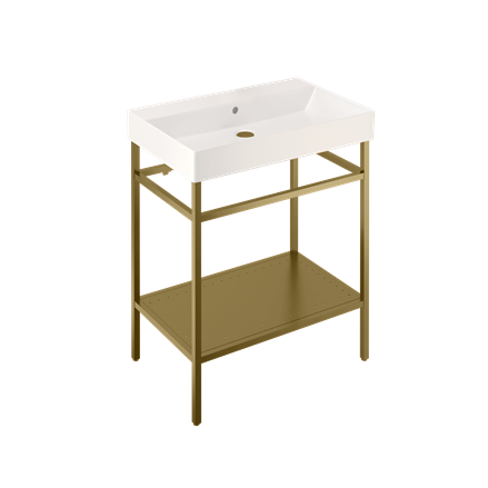 Shoreditch Frame 700mm Furniture Stand and Basin-Brushed Brass with 0 tap holes 