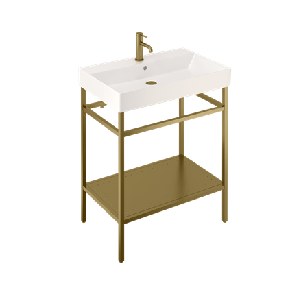 Shoreditch Frame 700mm Furniture Stand and Basin-Brushed Brass with 1 tap hole 