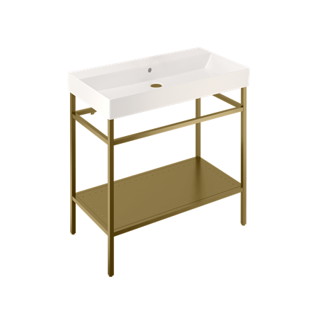 Shoreditch Frame 850mm Furniture Stand and Basin-Brushed Brass with 0 tap holes 