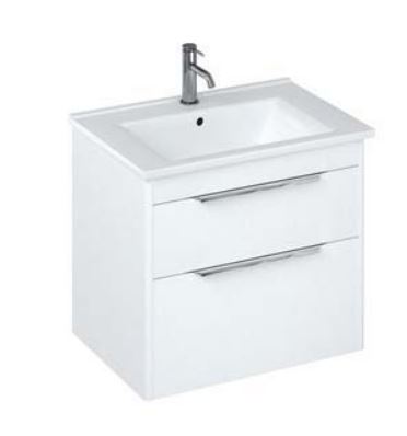 Shoreditch 650mm Wall Hung Double Drawer Unit with Note Square Basin-Matt White