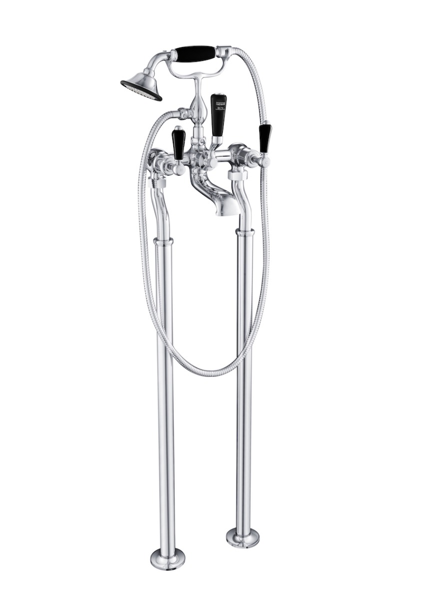 Grosvenor Black, Lever Freestanding Bath Shower Mixer With Kit GB85275FS