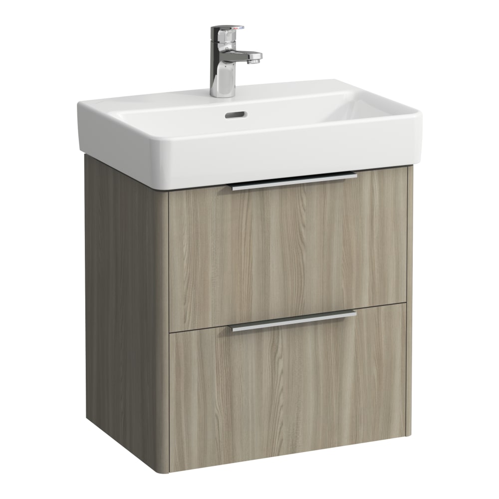 Base Vanity unit, 2 drawers, matches washbasin - Light Elm