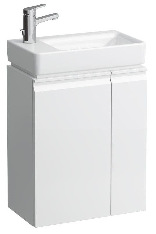 Vanity unit, 1 door, left hinged, shelf right, open-sided, matches washbasin 815955- WHITE GLOSSY