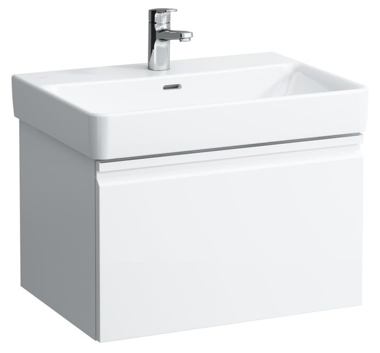 Vanity unit, 1 drawer and interior drawer, incl. drawer organiser, matches washbasin 810964- WHITE GLOSSY