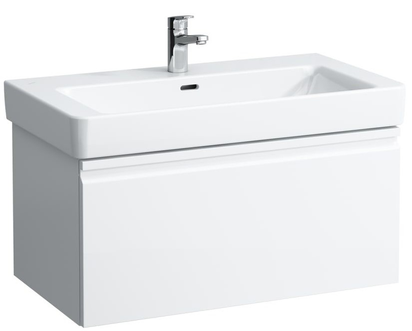 Vanity unit 810 x 450 x 390 mm, 1 drawer and interior drawer, incl. drawer organiser, matches washbasin 813965 - WHITE GLOSSY