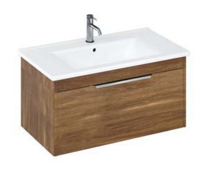 Shoreditch 850mm Wall Hung Single Drawer Unit with Note Square Basin-Caramel