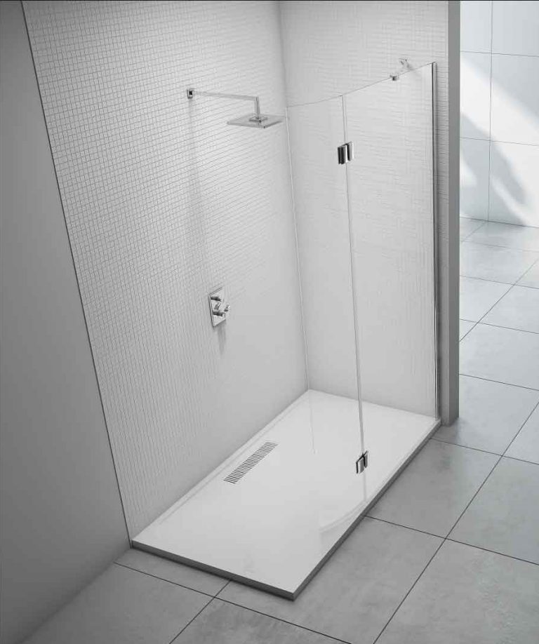 8 Series Wetroom With Shower Wall Curved Swivel Panel -1000
