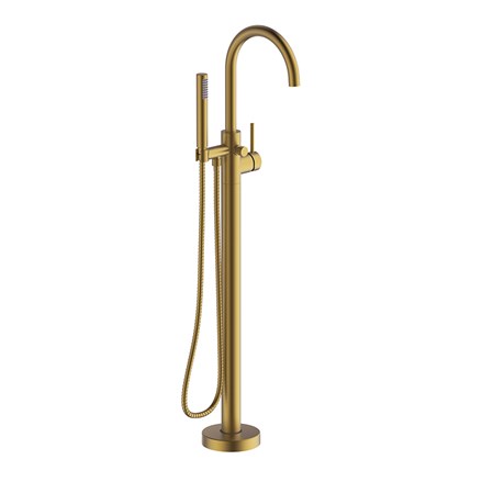 Hoxton Floorstanding Mono Bath/Shower Mixer-Brushed Brass