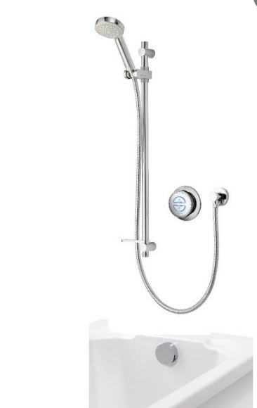 Quartz Classic Concealed Shower with Adjustable Head & Overflow Bath Filler - Standard