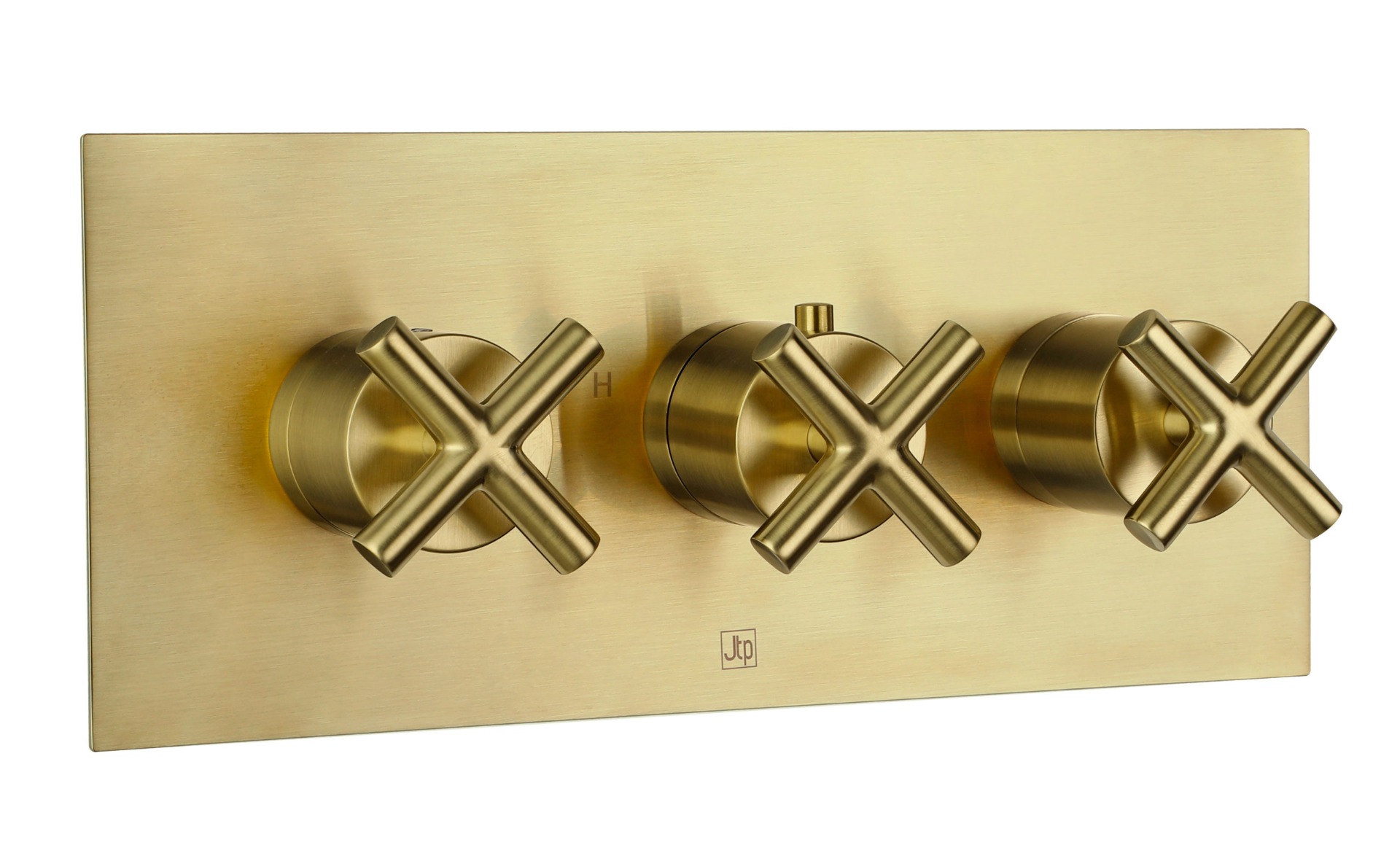 Solex thermostatic concealed 3 outlet shower valve, horizontal Brushed Brass