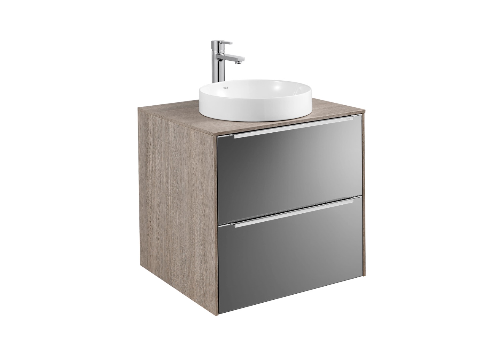 Base unit for Soft or Round In Countertop basin CITY OAK / DARK MIRROR A857000403 + A857018402