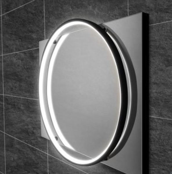 HIB Solas 50 LED Illuminated Mirror Matt Black Frame