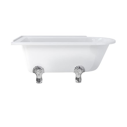 Hampton 150cm Left-Handed Showering Bath with Luxury Feet - White