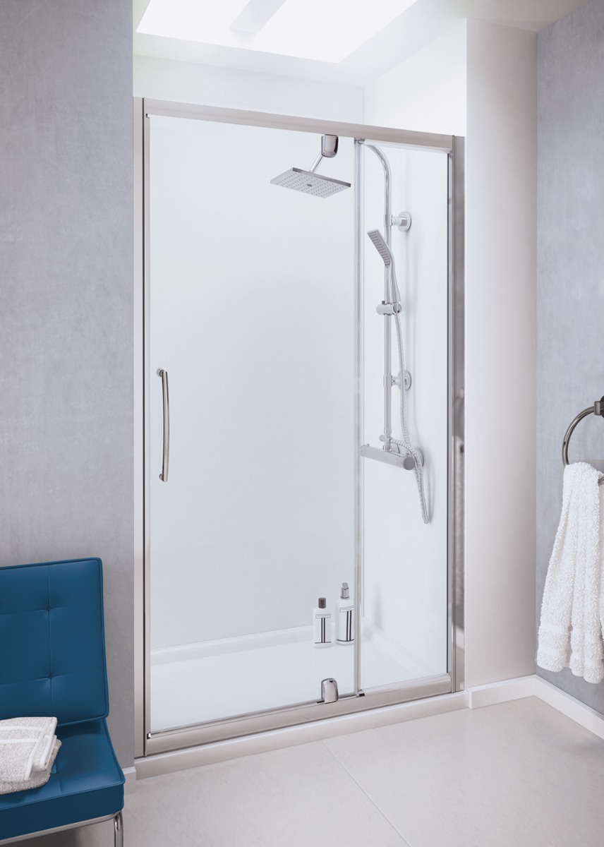 Pivot Door with integrated In-line Panel Silver 1100 x 1850
