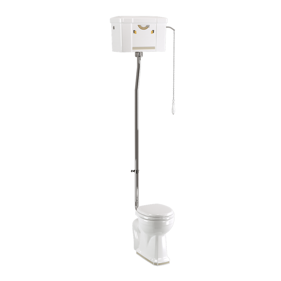 Bespoke Vienna Standard High Level WC with Single Flush Ceramic Cistern