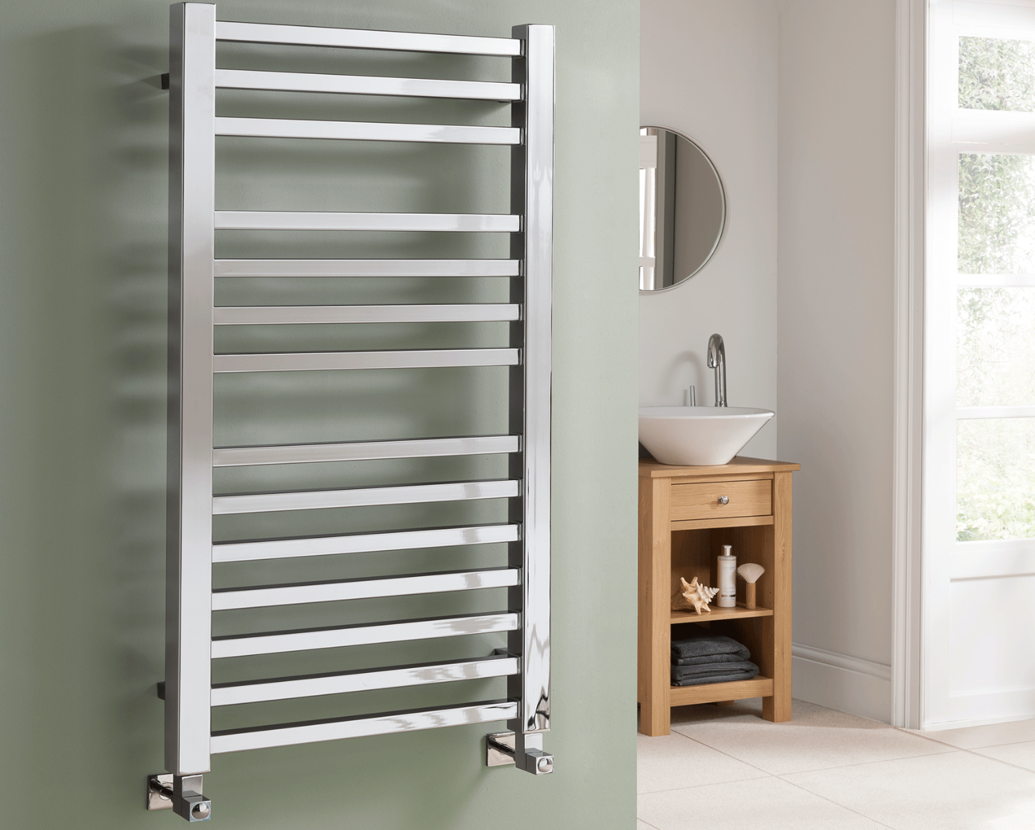 Contemporary Quadrate Towel Rail Heating Only - Chrome 800x600