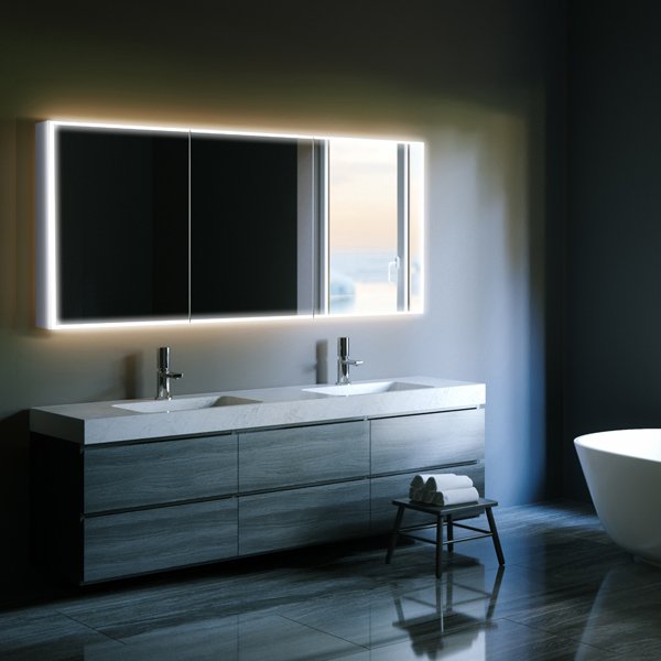 HIB - Qubic LED Bathroom Cabinet 80– 80 x 70 x 13cm