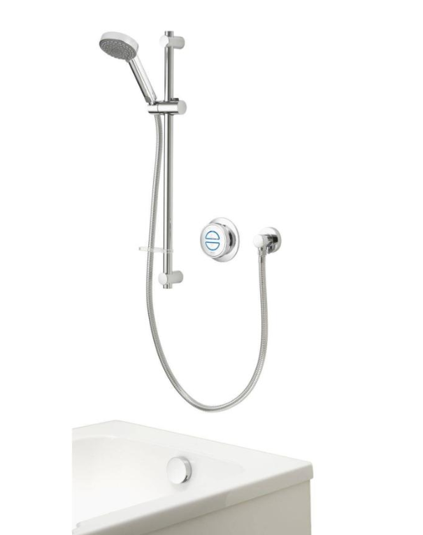 Quartz Blue Concealed Shower with Adjustable Head & Overflow Bath Filler - Standard