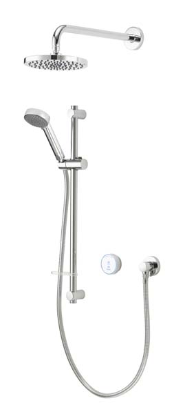 Quartz Blue Concealed Shower with Wall Mounted Fixed & Adjustable Heads - Standard