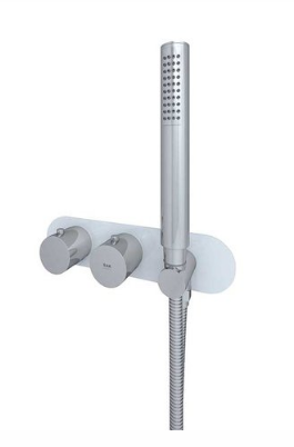 RAK-Feeling Round Horizontal Dual Outlet Thermostatic Concealed Shower Valve with Wall Outlet in White