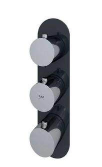 RAK-Feeling Round Dual Outlet Thermostatic Concealed Shower Valve in Black