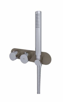 RAK-Feeling Round Horizontal Dual Outlet Thermostatic Concealed Shower Valve with Wall Outlet in Cappuccin