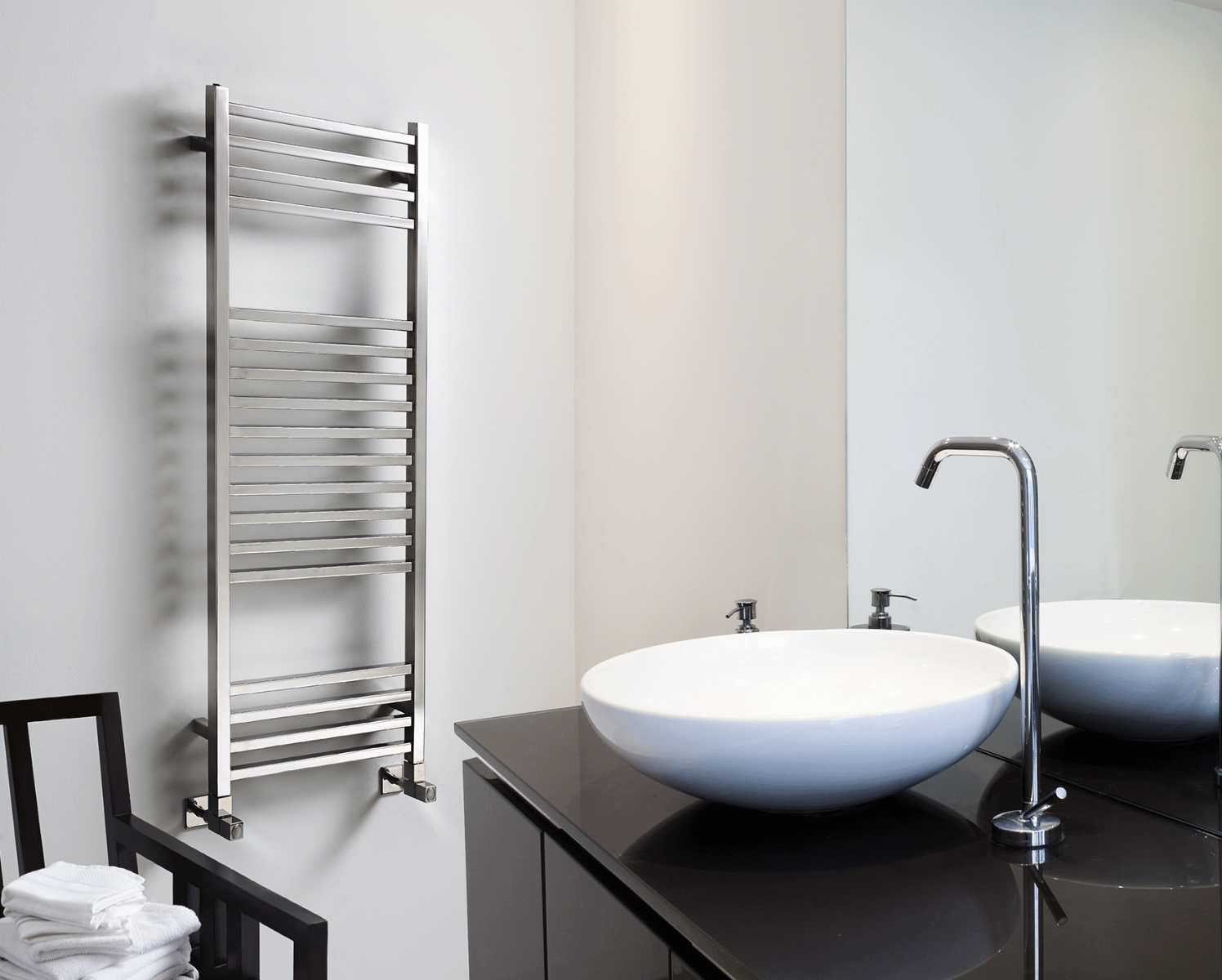 Contemporary Rubik Towel Rail Heating Only - Brushed Stainless Steel 800x500