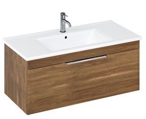 Shoreditch 1000mm Wall Hung Single Drawer Unit with Note Square Basin-Caramel