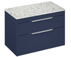 Shoreditch 850mm Wall Hung Double Drawer Unit with Ice Blue Worktop-Matt Blue