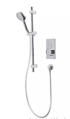 AXIOM SINGLE FUNCTION PUSH BUTTON VALVE WITH RISER RAIL AND THREE FUNCTION SHOWER HANDSET