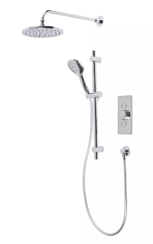AXIOM DUAL FUNCTION PUSH BUTTON VALVE WITH SHOWER HEAD AND RISER KIT