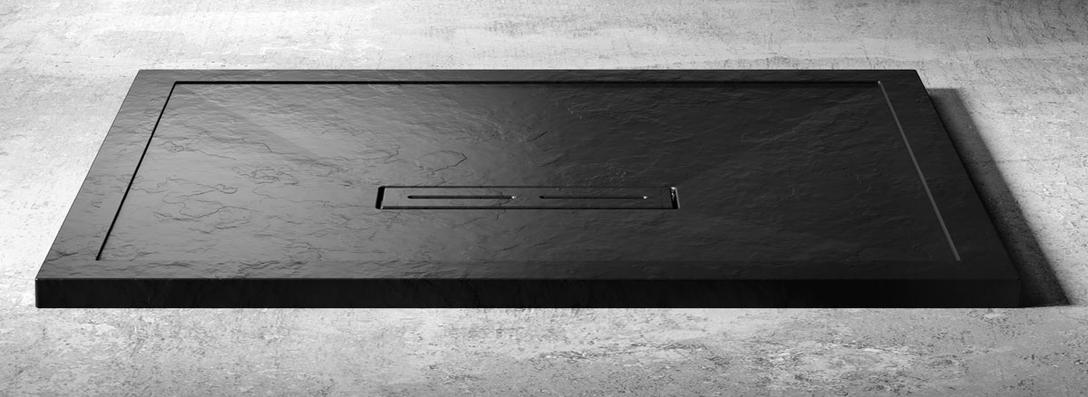 Kudos Connect2 Black Grey Slate Finish Rectangular Shower Tray 900 x 800mm