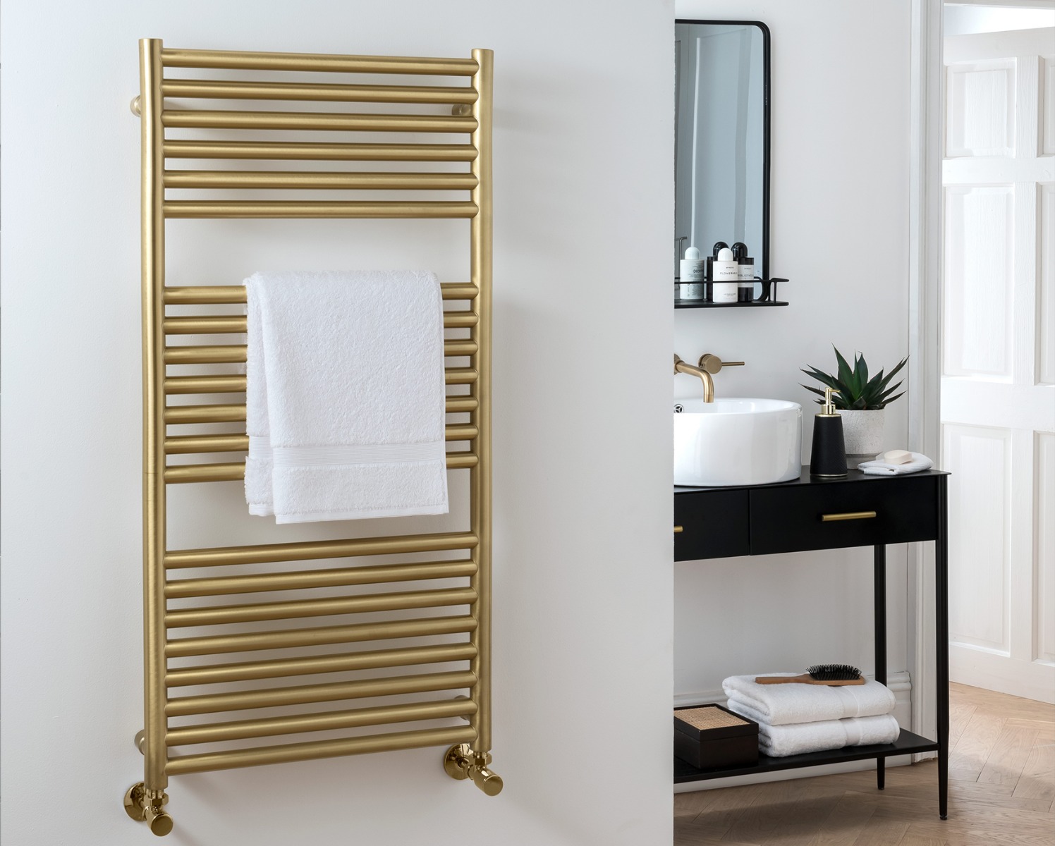 Ladder Rails Studio Heating Only Non-lacquered - Brushed Brass 720x500