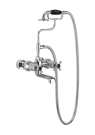 Tay Thermostatic Bath Shower Mixer Wall Mounted-with Black accents
