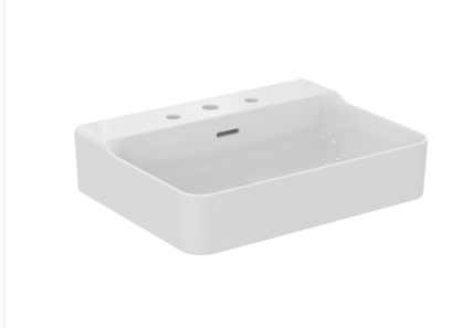  conca 60cm washbasin, 3 tapholes with overflow, ground - T381901
