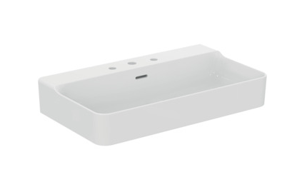 Conca 80cm washbasin, 3 tapholes with overflow, ground- T382701