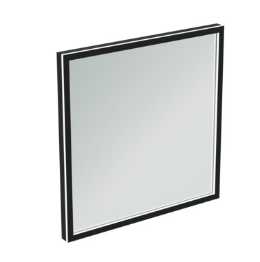 60cm Square Mirror, Black Frame