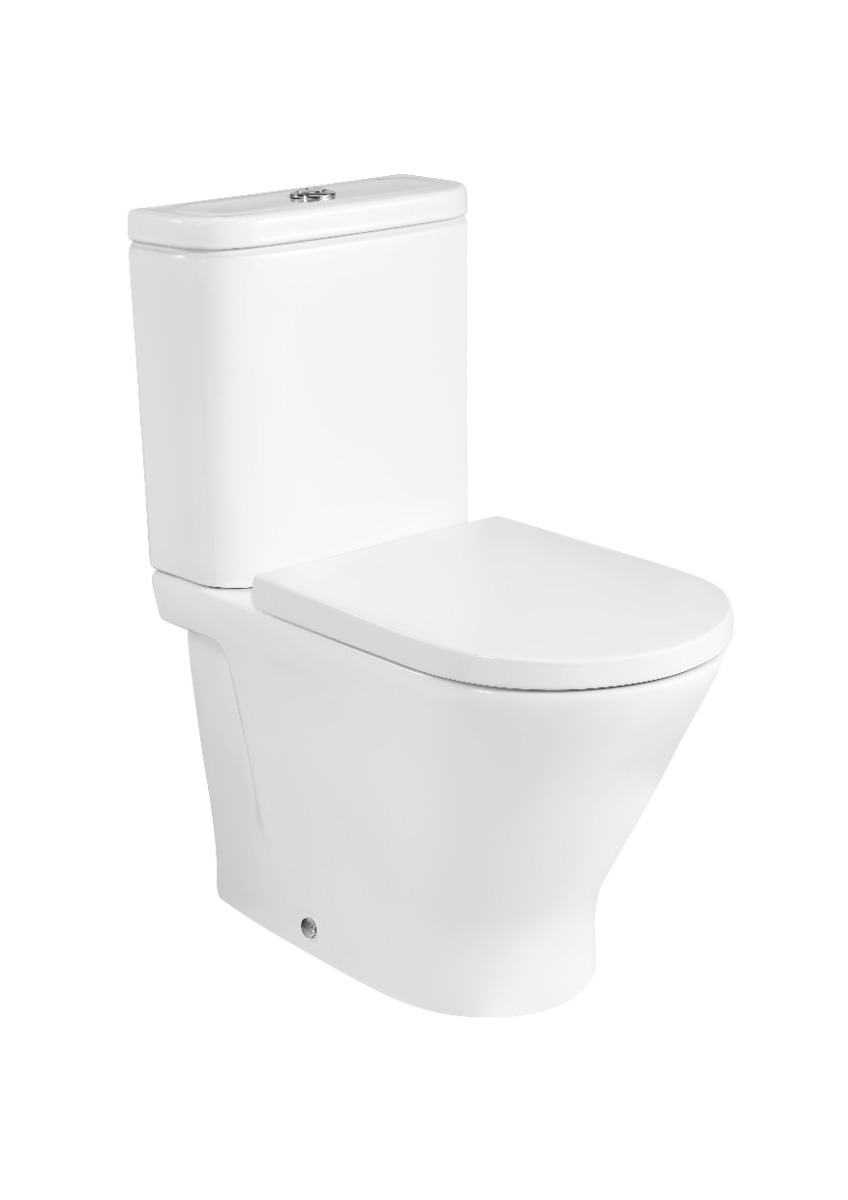 ROUND - Back to wall vitreous china close-coupled Rimless WC with dual outlet A3420N7000