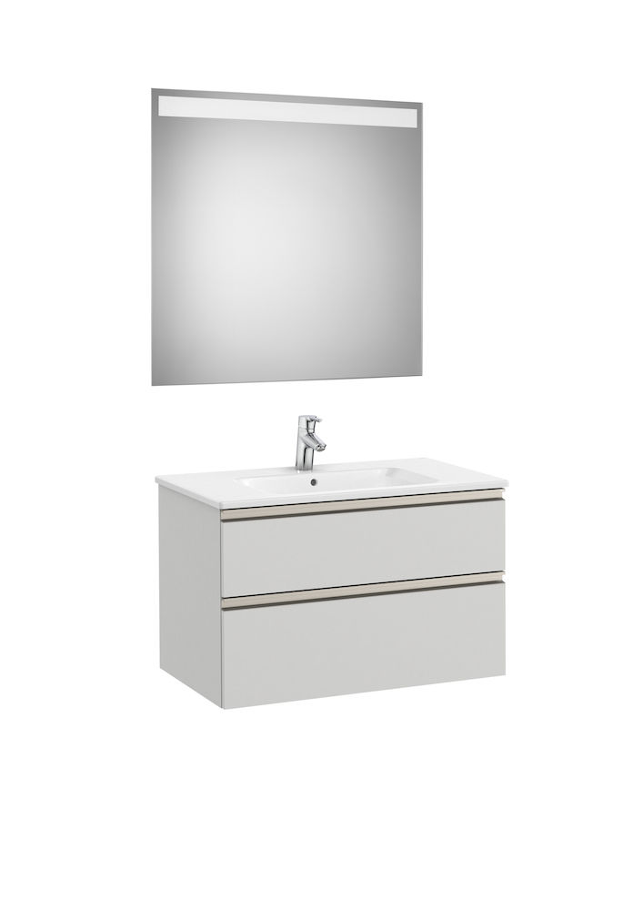 Pack (base unit with two drawers, central basin and LED mirror)-ARCTIC GREY