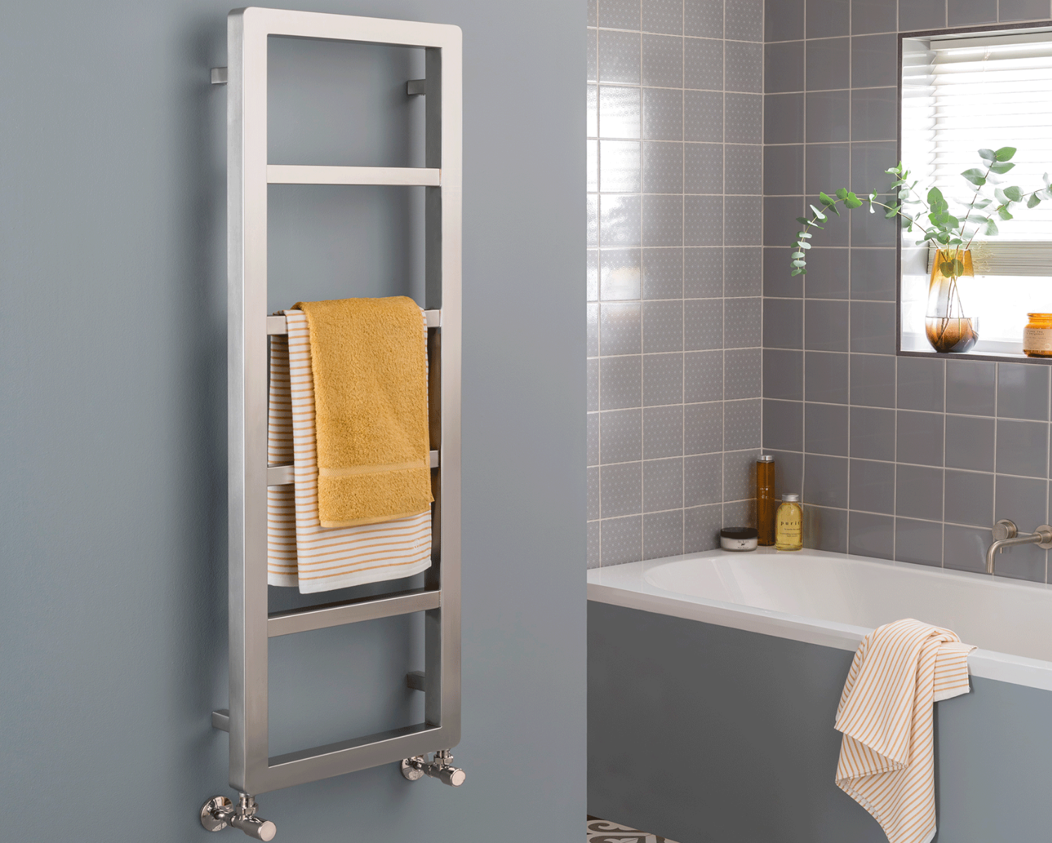 Contemporary Towel Rails Zenith Electric Only - Polished Stainless Steel 1200x400